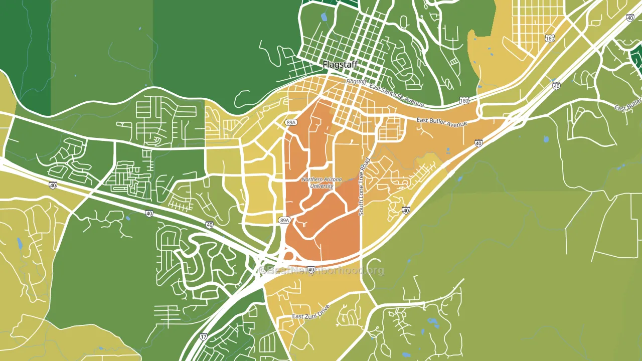 Northern Arizona University, Flagstaff, AZ block-group voter-turnout map