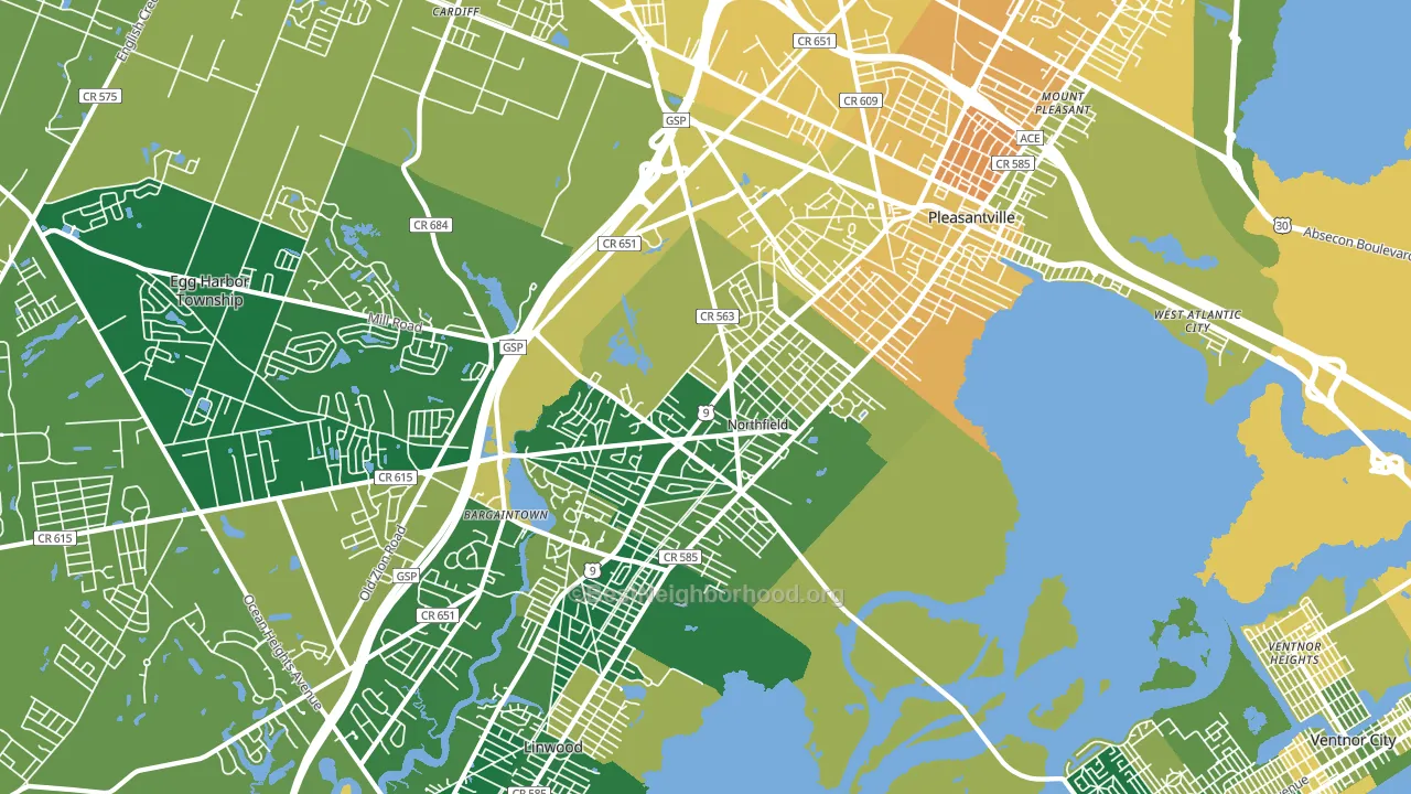 Northfield, NJ block-group voter-turnout map