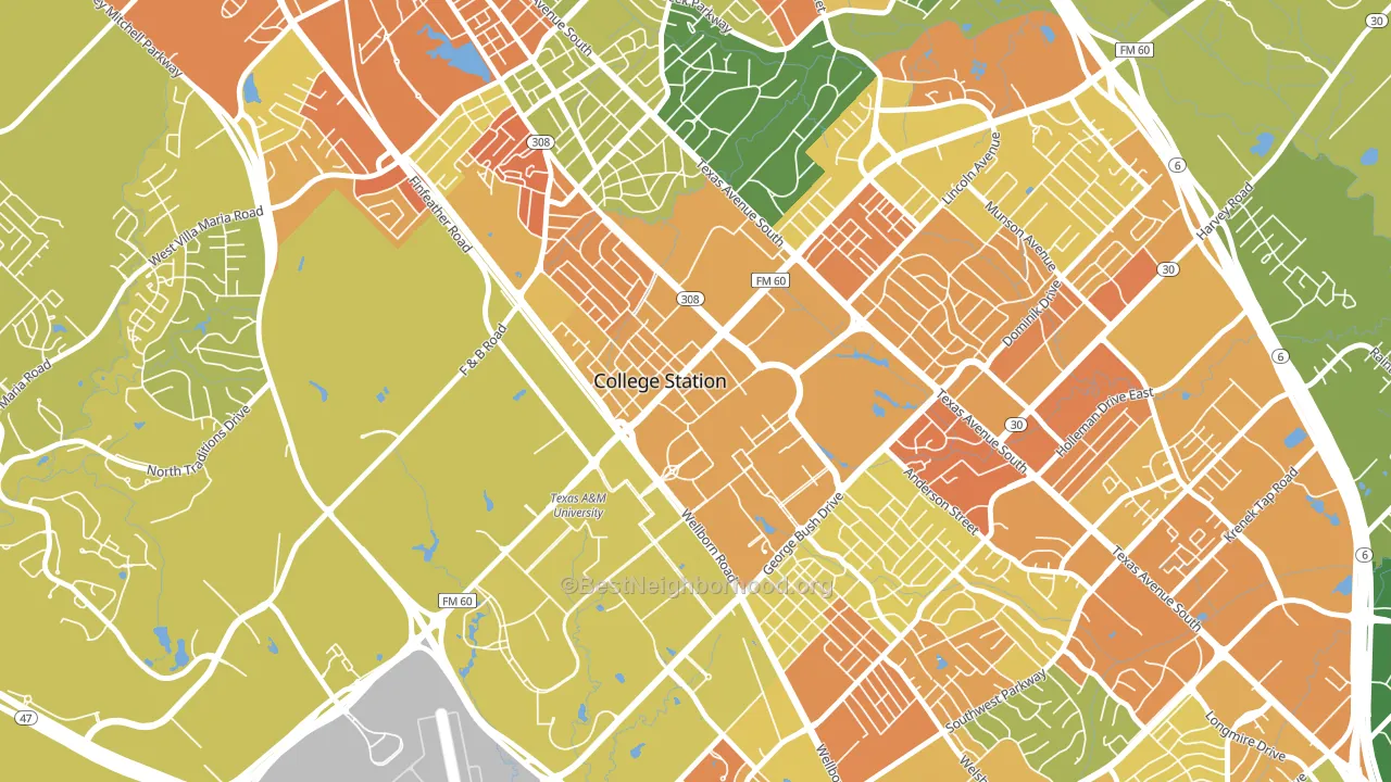 Northgate, College Station, TX block-group voter-turnout map