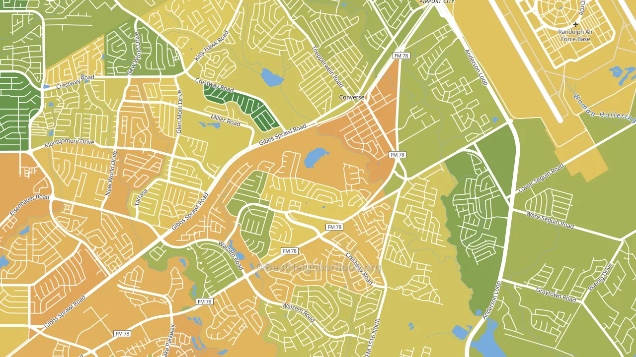 Northhampton, Converse, TX block-group voter-turnout map
