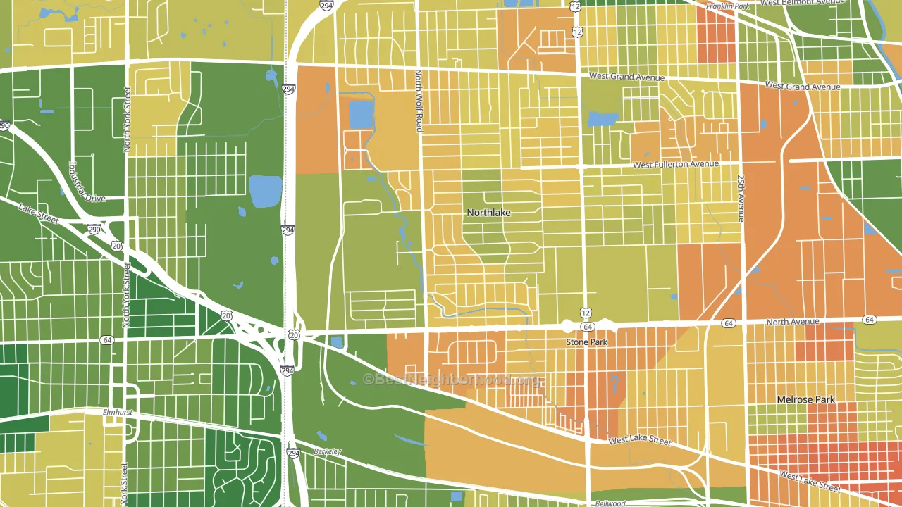 Northlake, IL block-group voter-turnout map