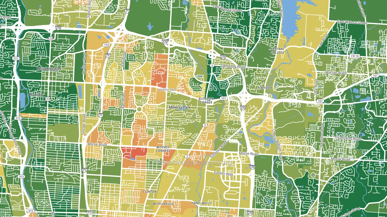 Northland, Columbus, OH block-group voter-turnout map