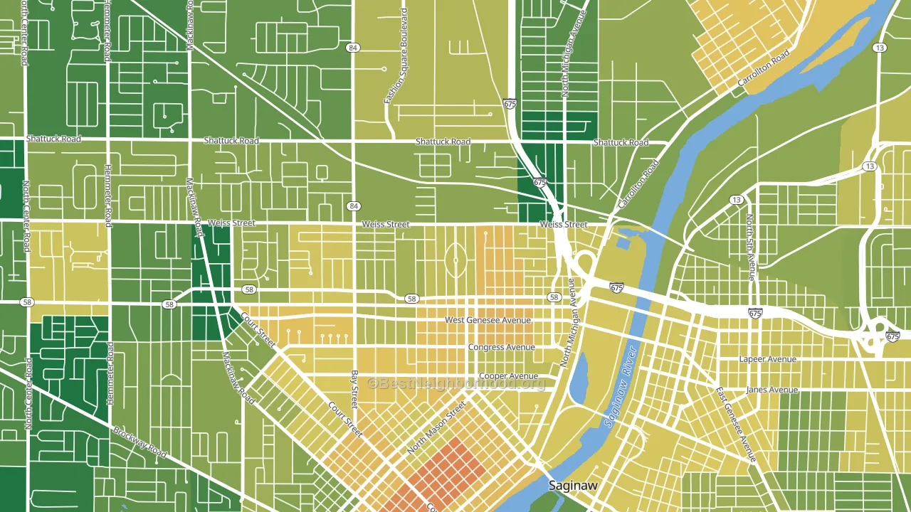 Northmoor, Saginaw, MI block-group voter-turnout map