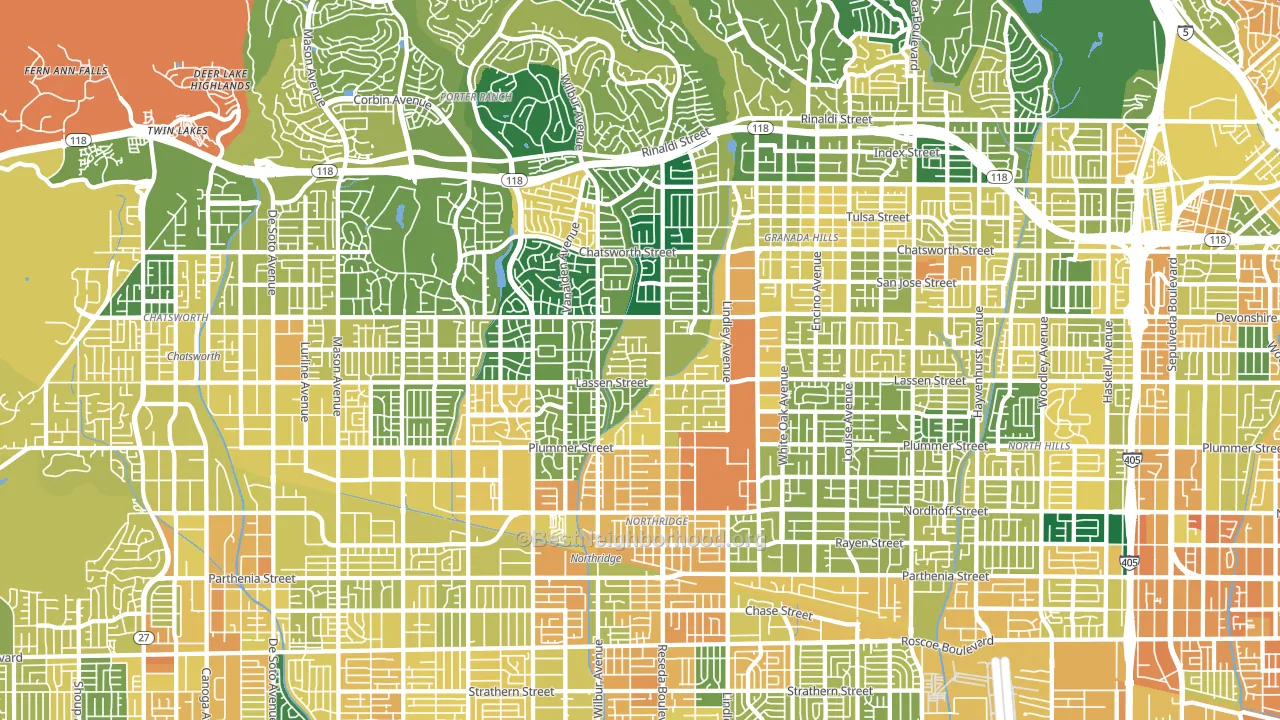 Northridge, CA block-group voter-turnout map