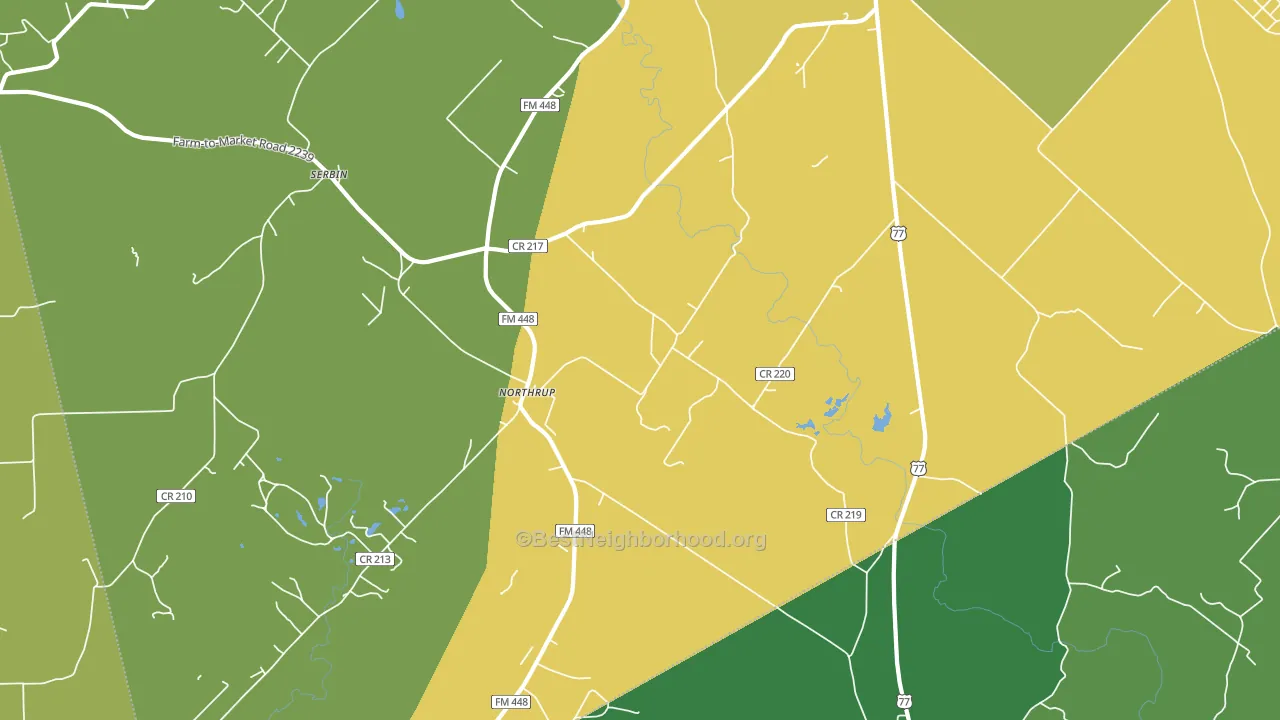 Northrup, TX block-group voter-turnout map