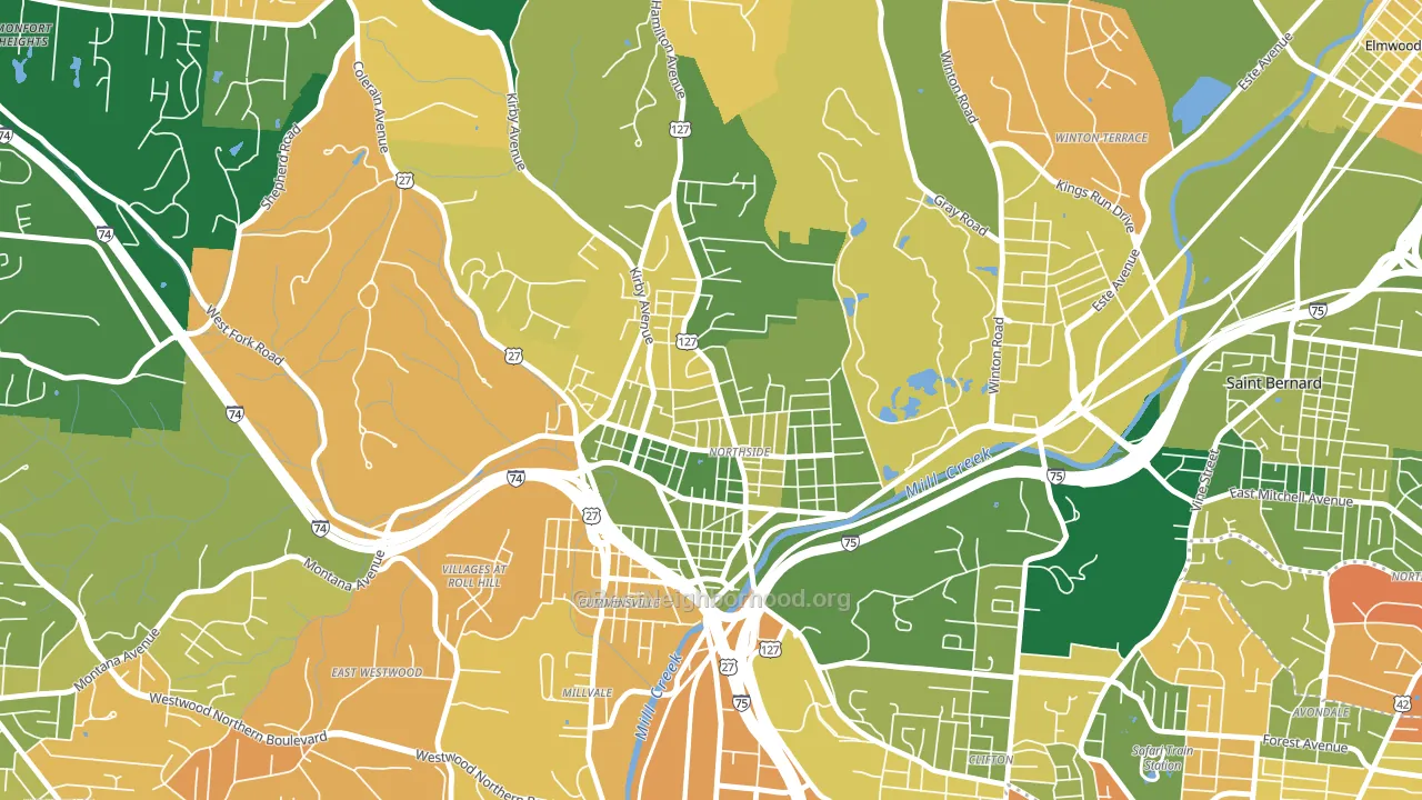 Northside, Cincinnati, OH block-group voter-turnout map
