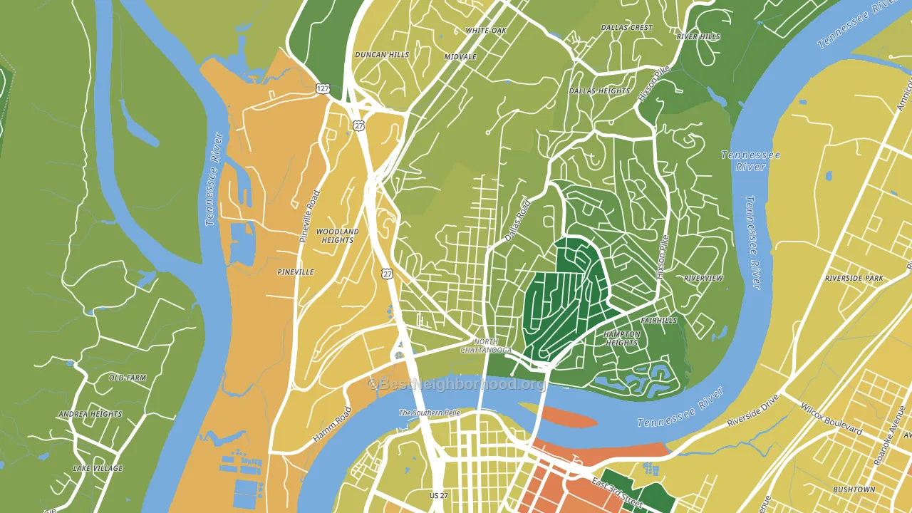Northside Community, Chattanooga, TN block-group voter-turnout map