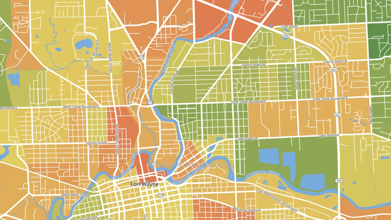 Northside, Fort Wayne, IN block-group voter-turnout map