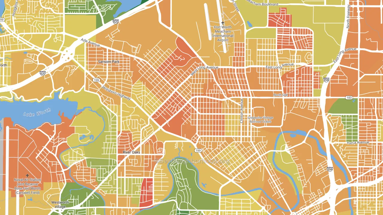 Northside, Fort Worth, TX block-group voter-turnout map