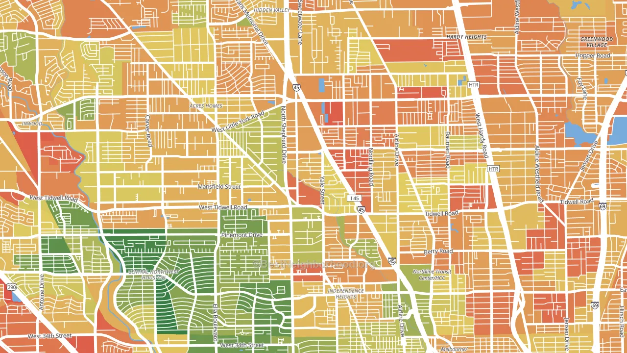 Northside Northline, Houston, TX block-group voter-turnout map
