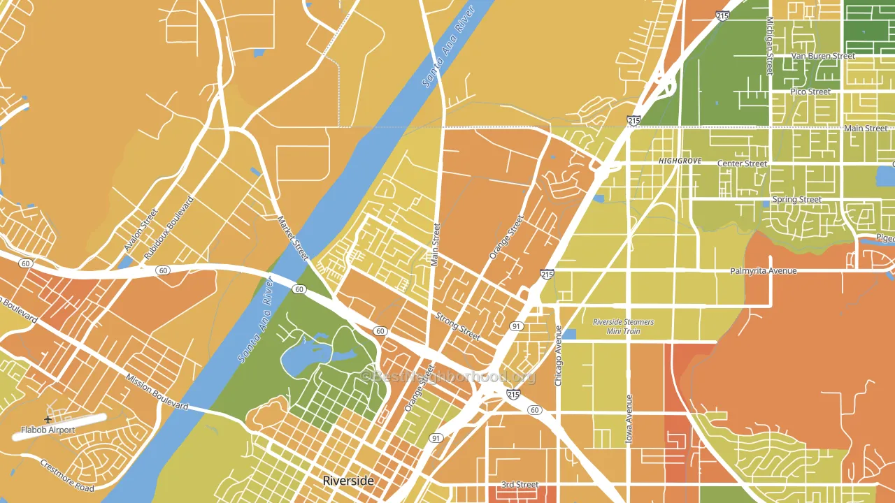 Northside, Riverside, CA block-group voter-turnout map