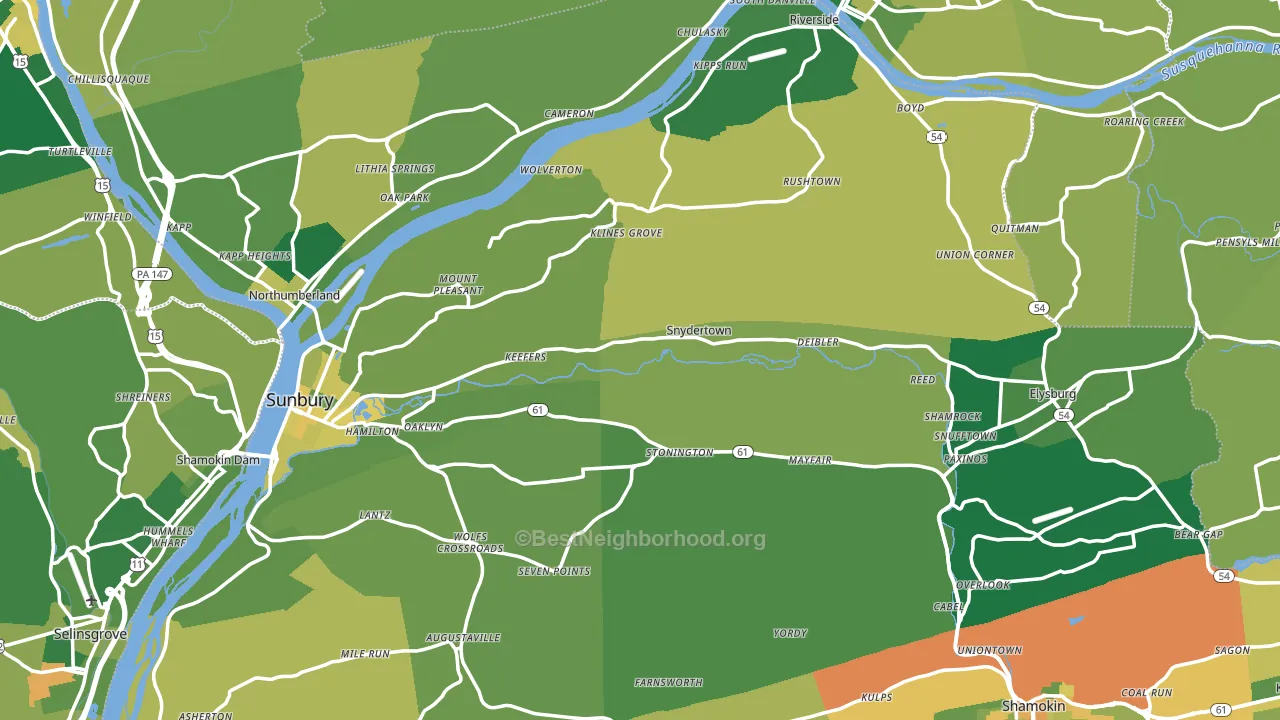 Northumberland County, PA block-group voter-turnout map