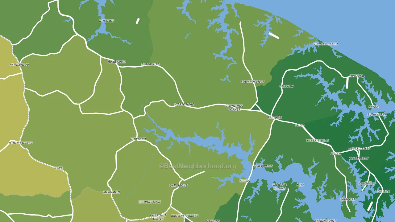 Northumberland County, VA block-group voter-turnout map