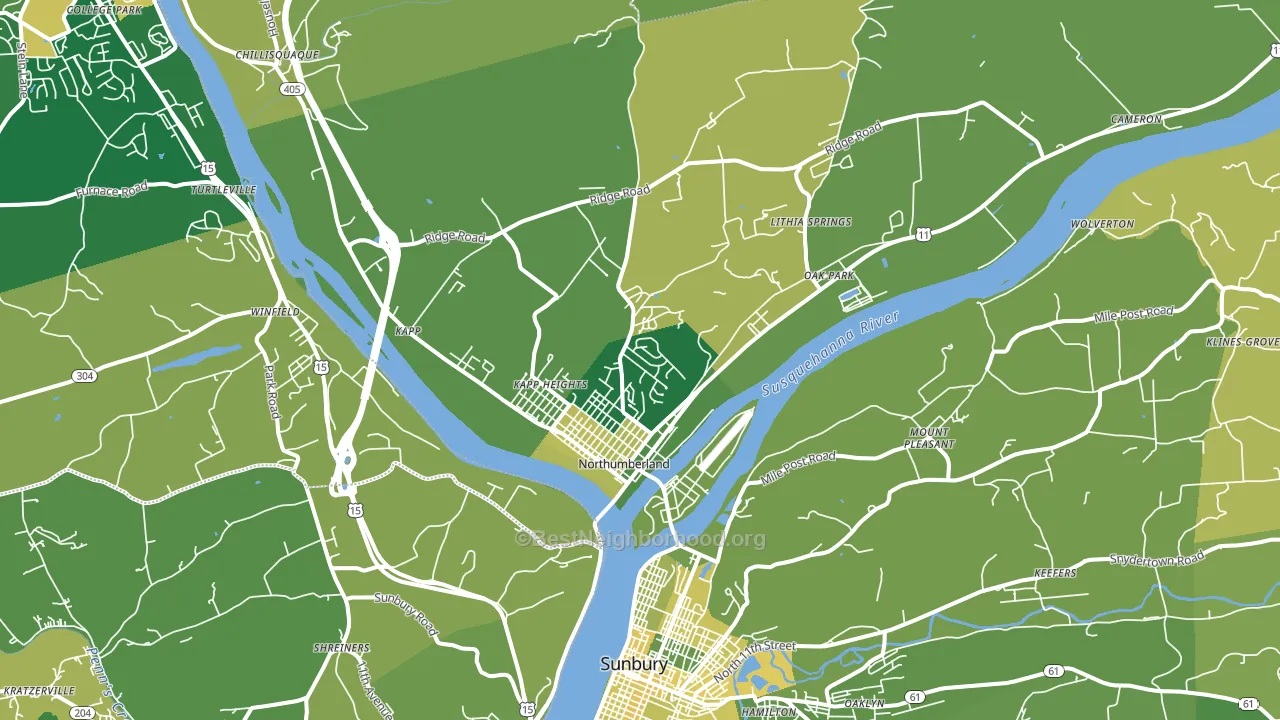 Northumberland, PA block-group voter-turnout map