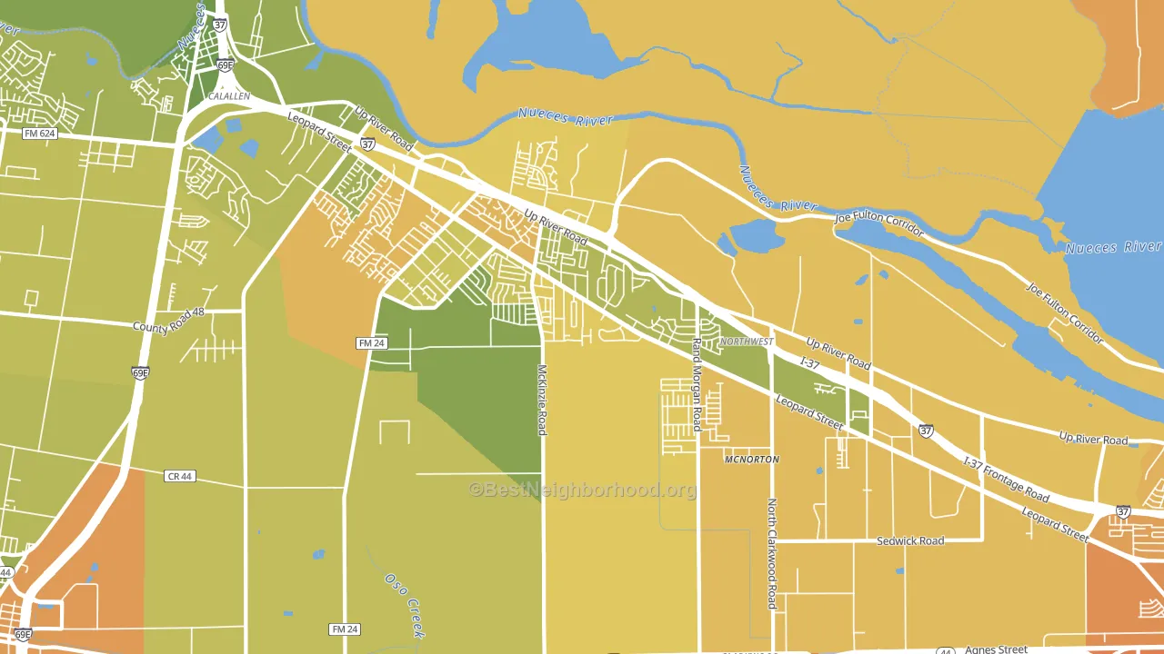 Northwest Corpus Christi, Corpus Christi, TX block-group voter-turnout map