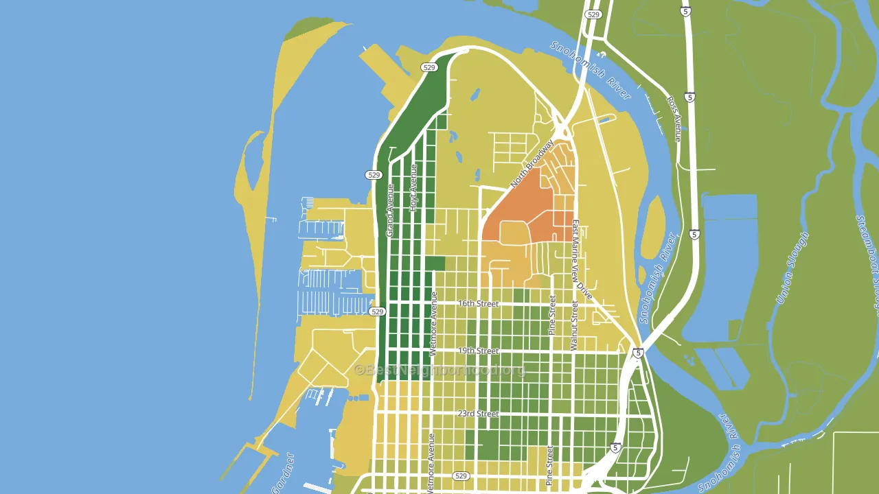 Northwest Everett, Everett, WA block-group voter-turnout map