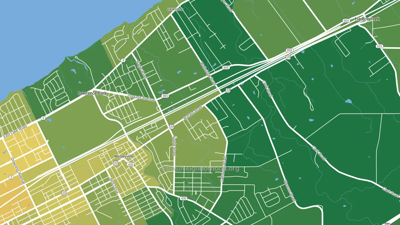 Northwest Harborcreek, PA block-group voter-turnout map