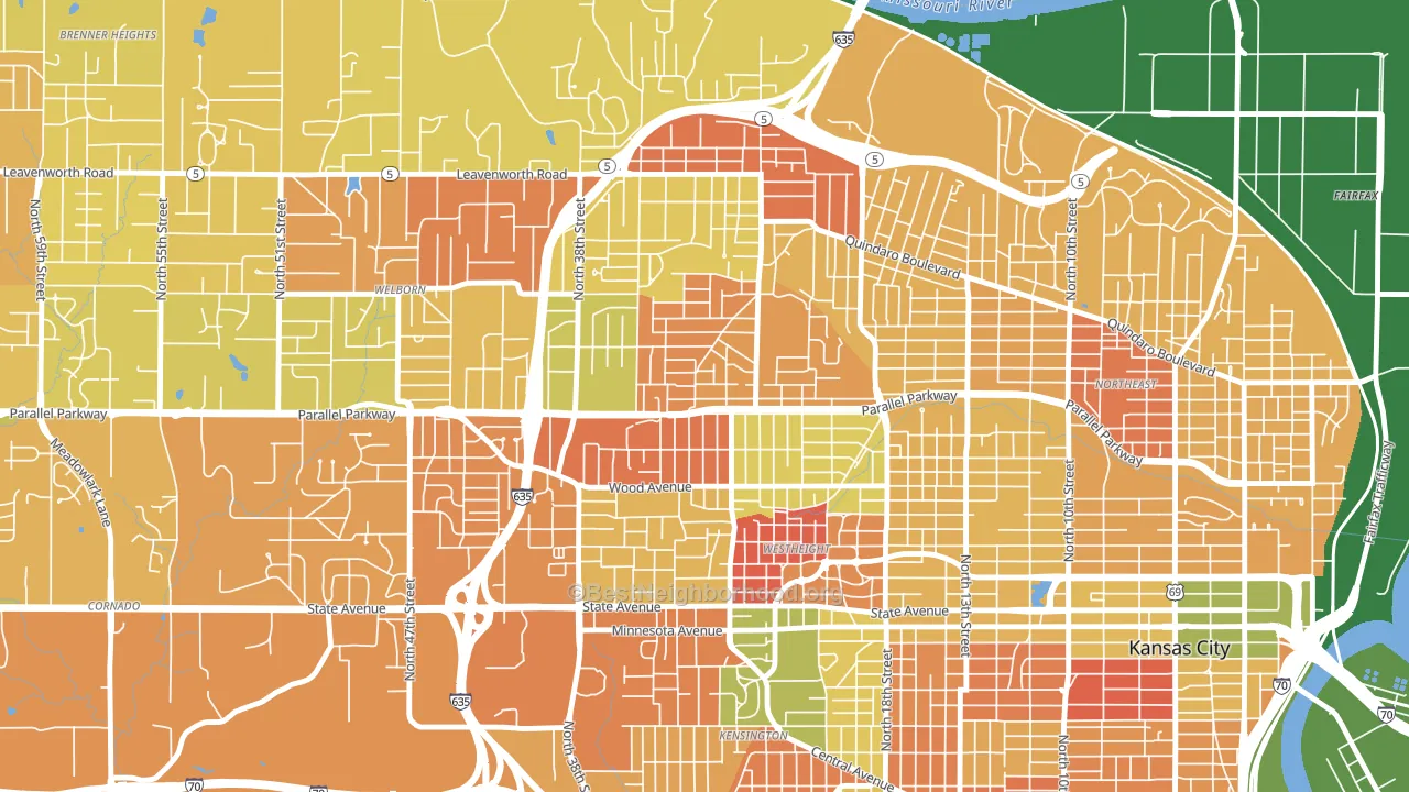 Northwest, Kansas City, KS block-group voter-turnout map