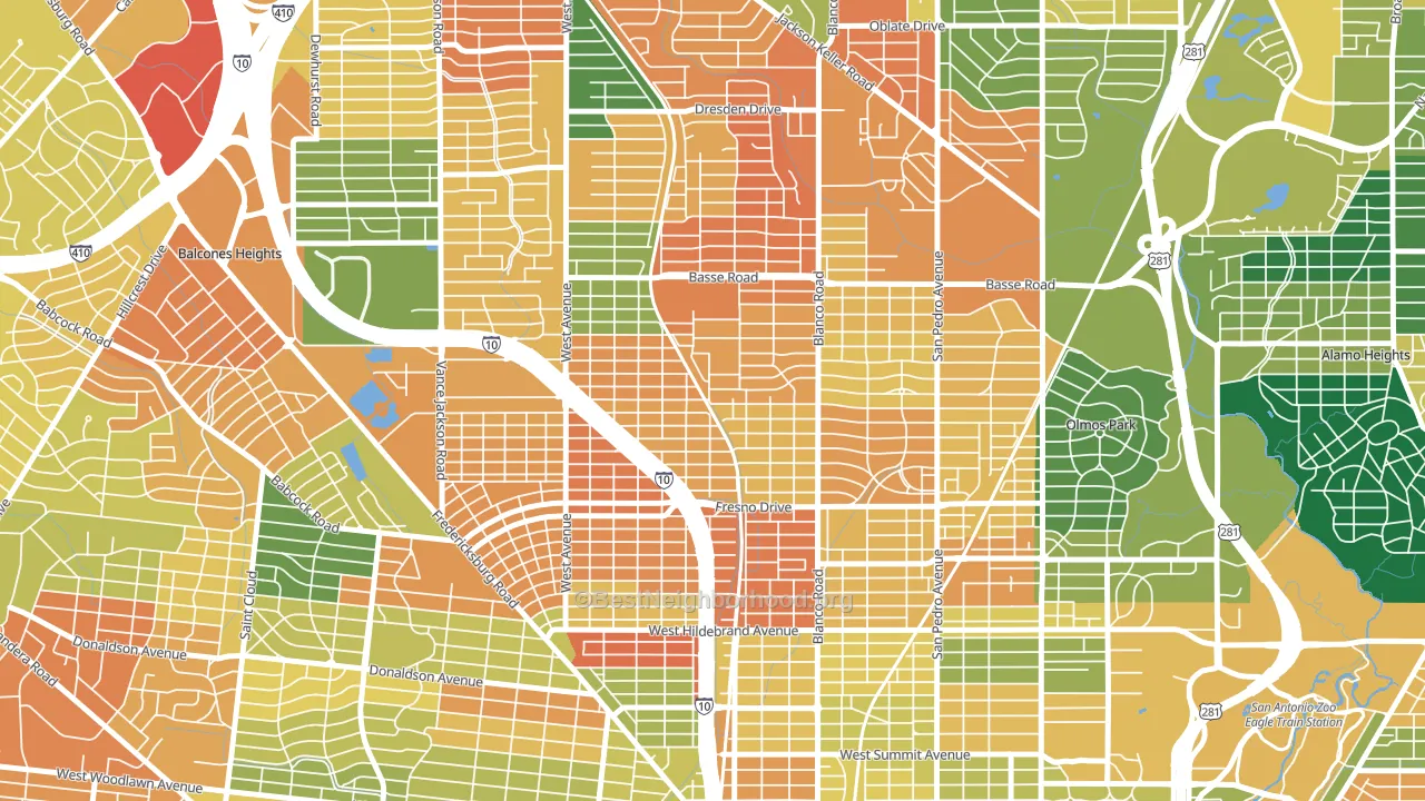 Northwest Los Angeles Heights, San Antonio, TX block-group voter-turnout map