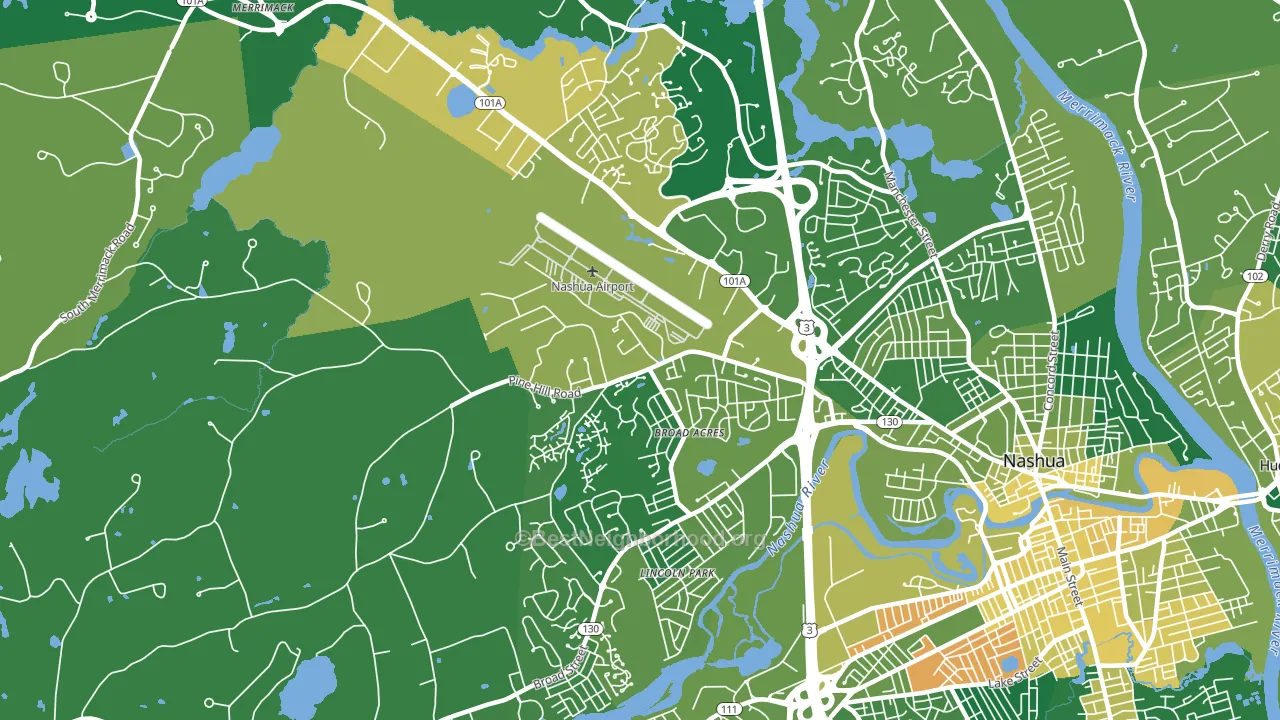 Northwest Nashua, Nashua, NH block-group voter-turnout map