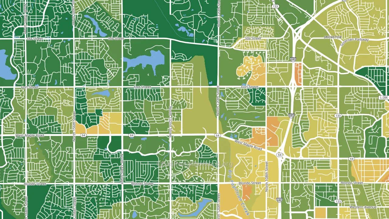 Northwest Omaha, Omaha, NE block-group voter-turnout map