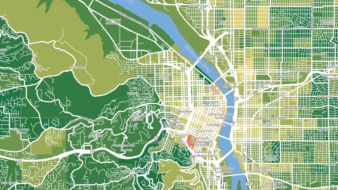 Northwest, Portland, OR block-group voter-turnout map
