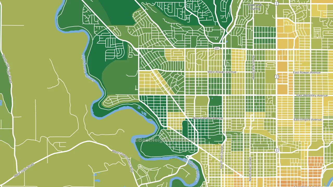 Northwest Spokane, Spokane, WA block-group voter-turnout map