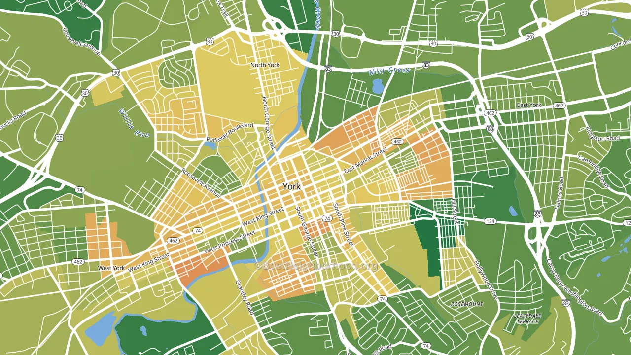 Northwest Triangle, York, PA block-group voter-turnout map