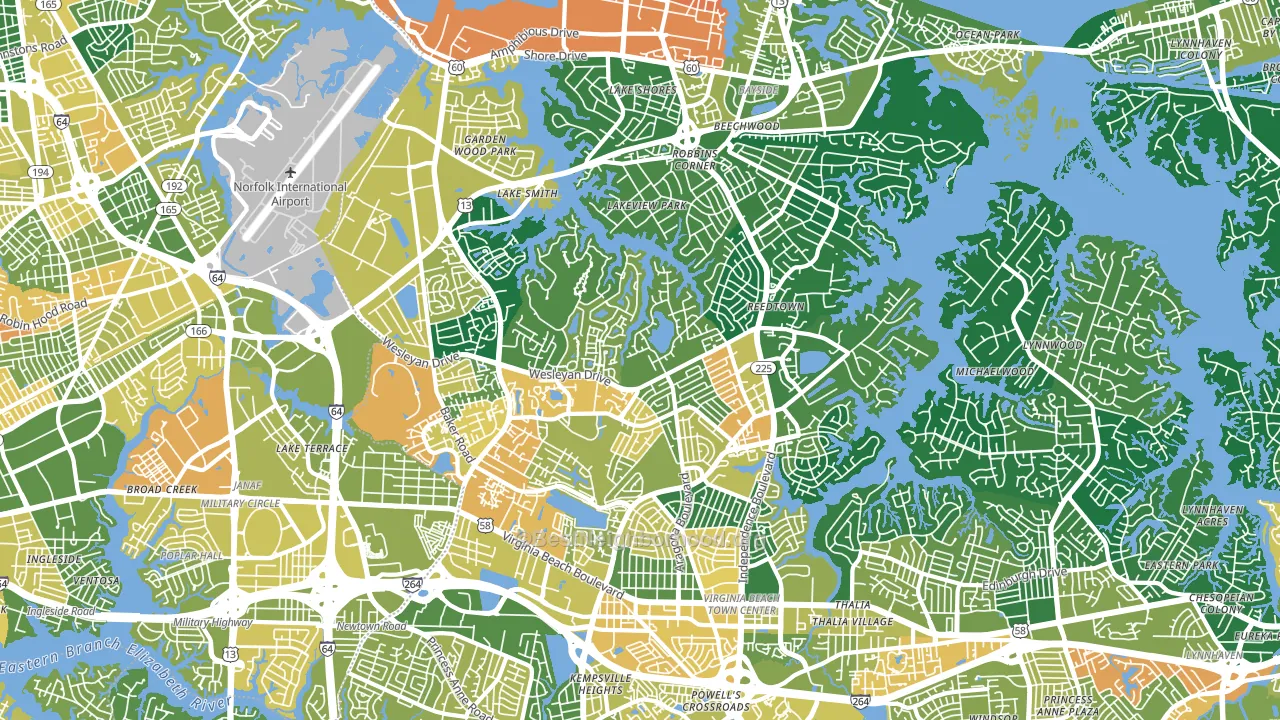 Northwest, Virginia Beach, VA block-group voter-turnout map