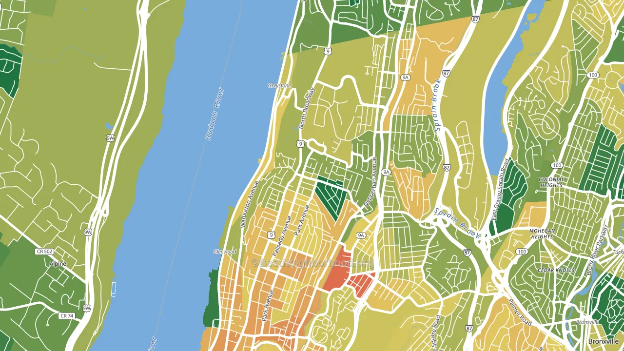 Northwest Yonkers, Yonkers, NY block-group voter-turnout map
