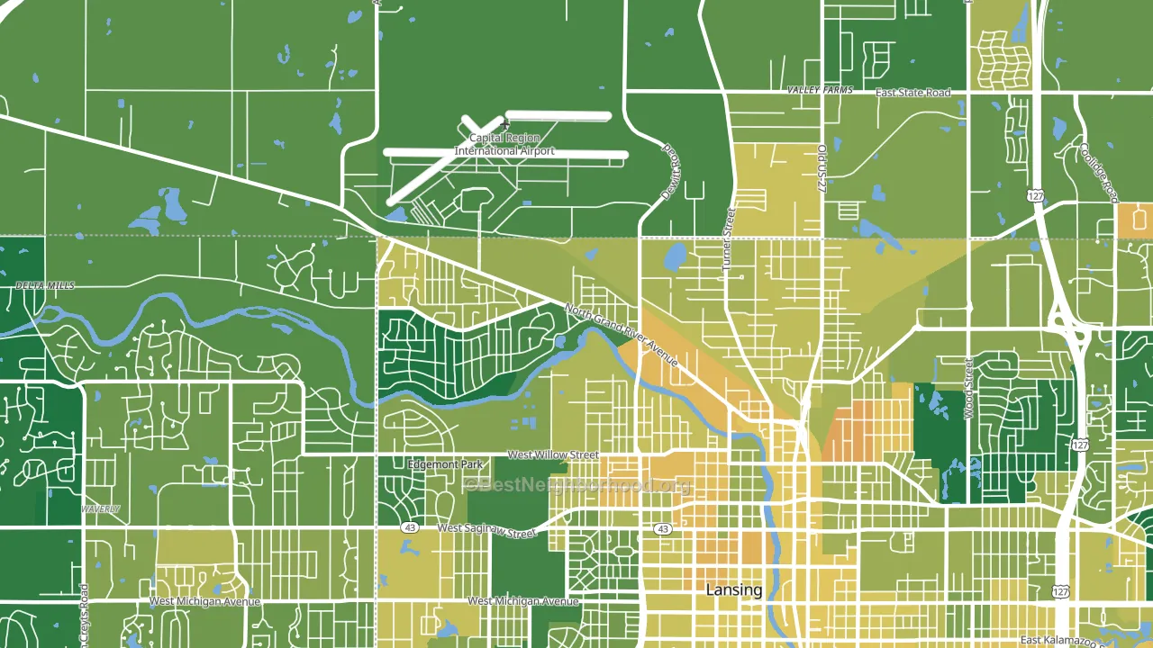 Northwestside, Lansing, MI block-group voter-turnout map