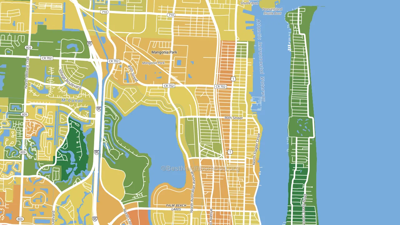 Northwood Hills, West Palm Beach, FL block-group voter-turnout map