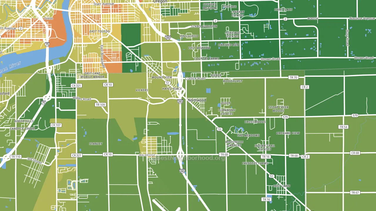 Northwood, OH block-group voter-turnout map