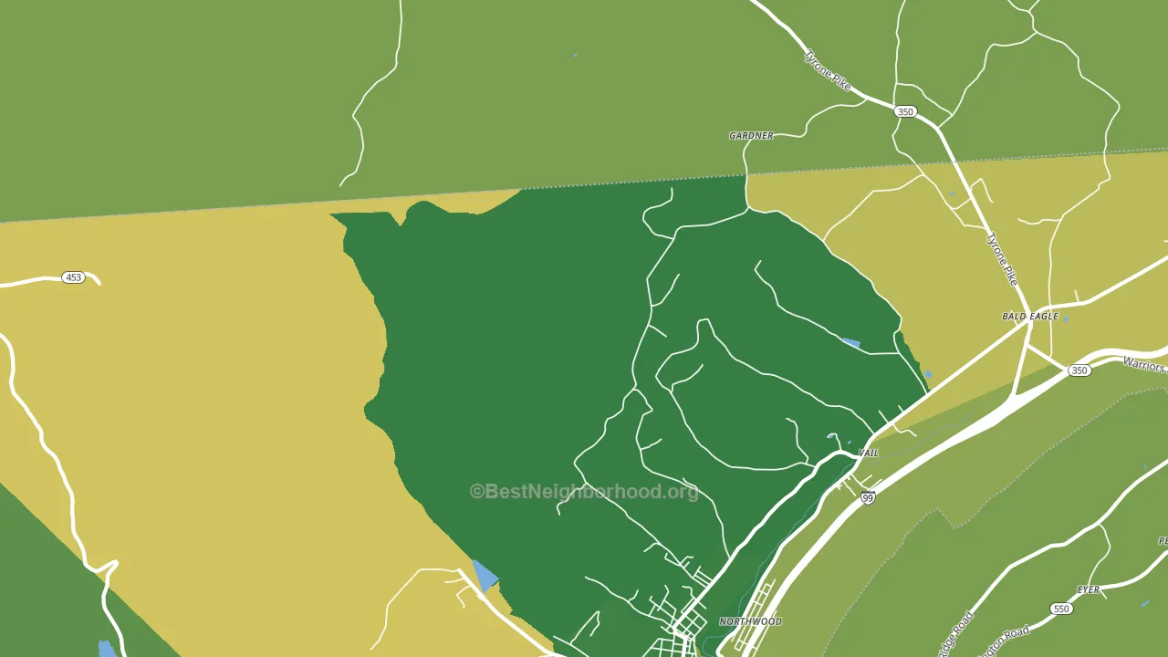 Northwood, PA block-group voter-turnout map