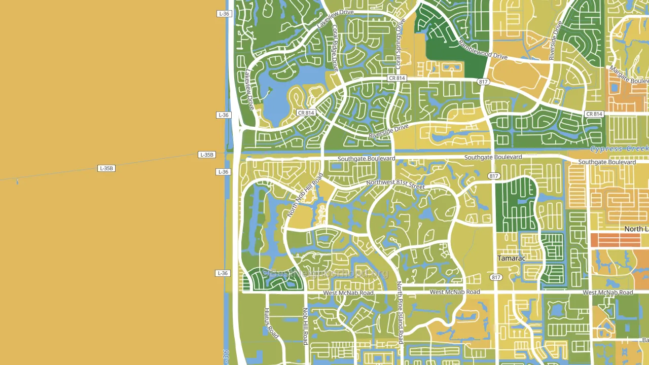 Northwood, Tamarac, FL block-group voter-turnout map