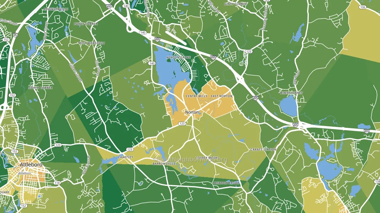 Norton, MA block-group voter-turnout map