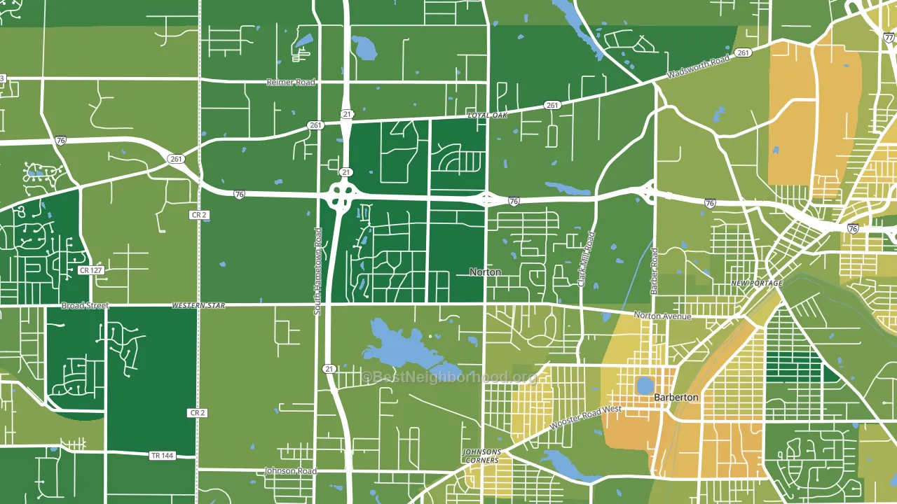 Norton, OH block-group voter-turnout map