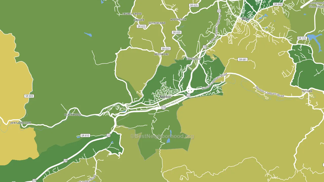 Norton, VA block-group voter-turnout map