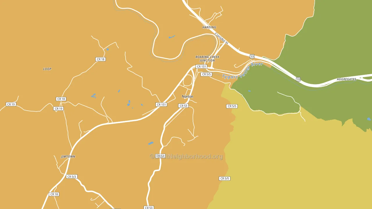 Norton, WV block-group voter-turnout map