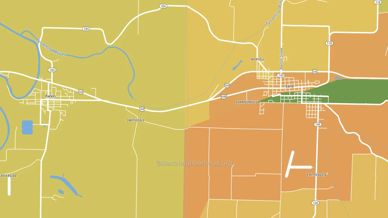 Norvell, AR block-group voter-turnout map