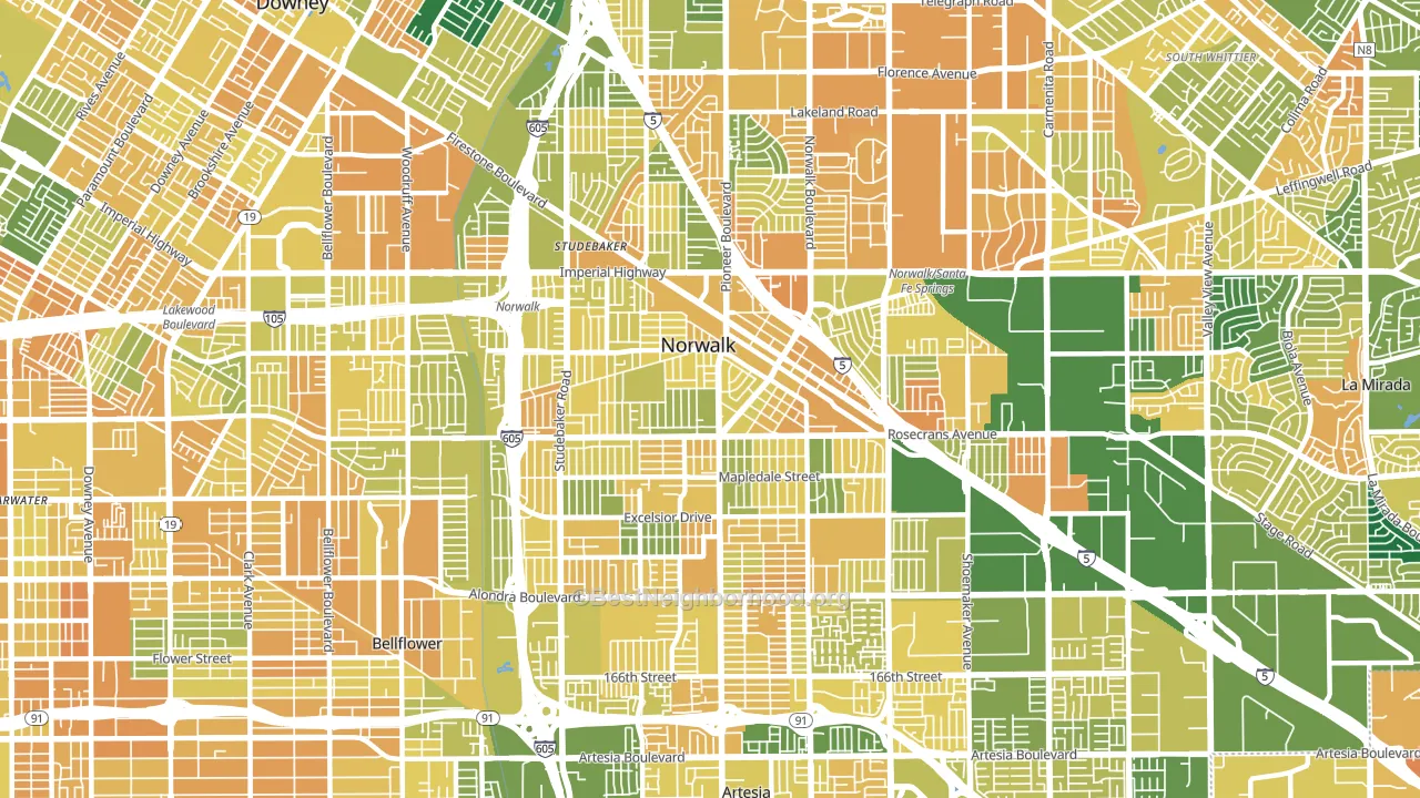 Norwalk, CA block-group voter-turnout map