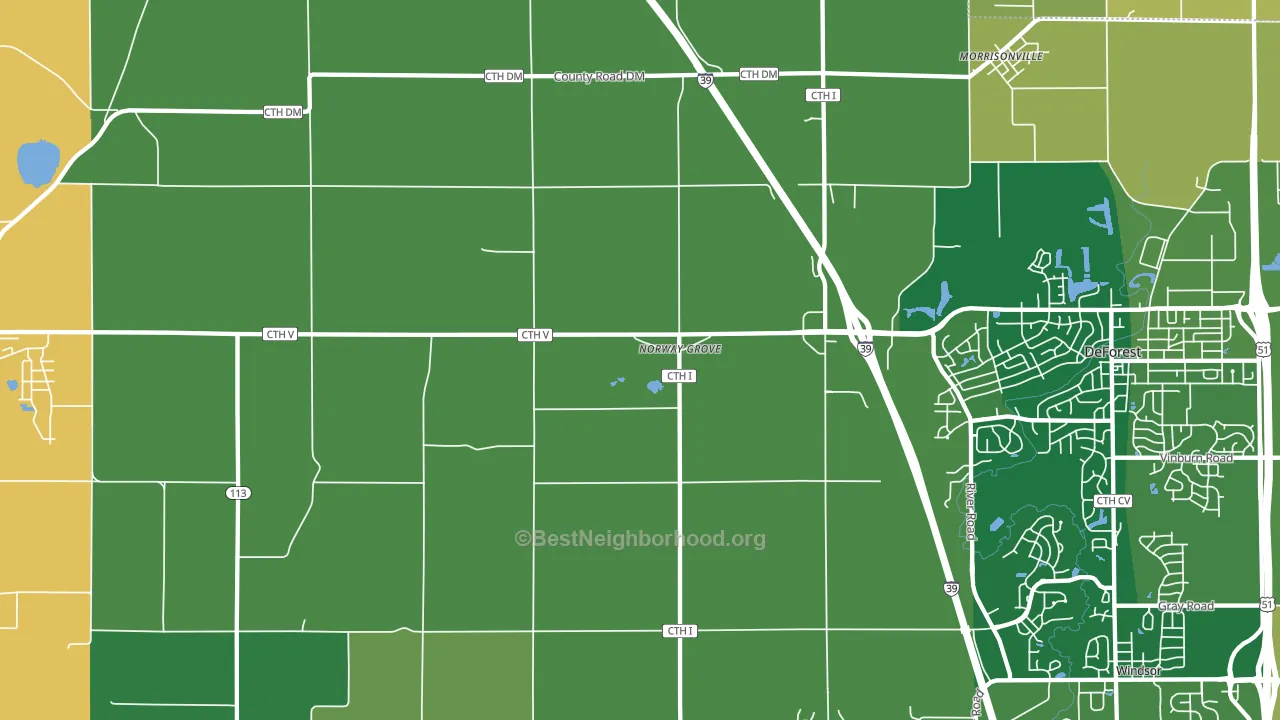 Norway Grove, WI block-group voter-turnout map