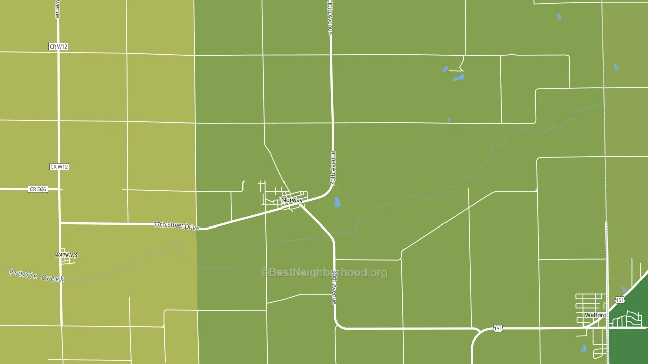 Norway, IA block-group voter-turnout map
