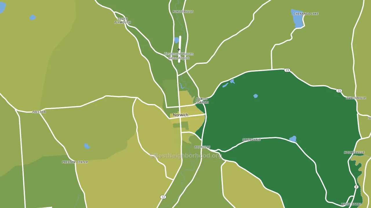 Norwich, NY block-group voter-turnout map