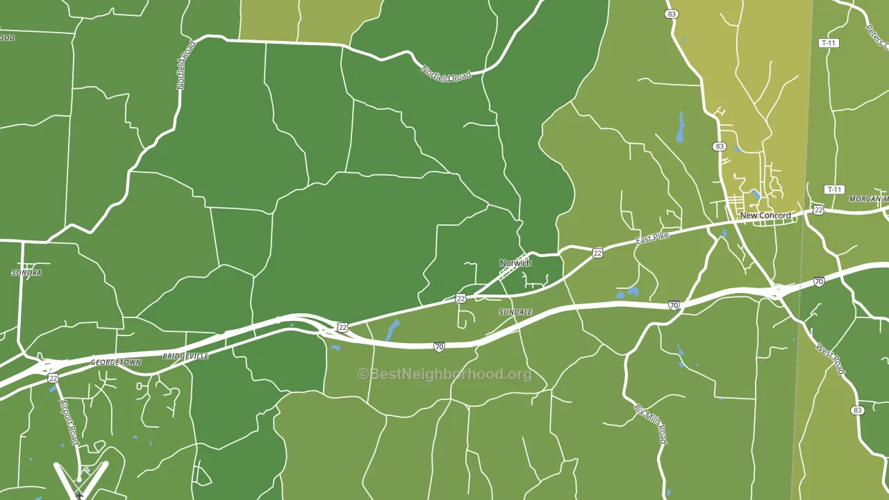 Norwich, OH block-group voter-turnout map