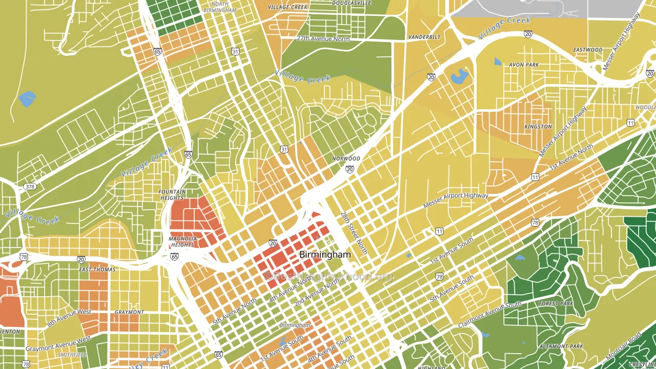 Norwood, Birmingham, AL block-group voter-turnout map