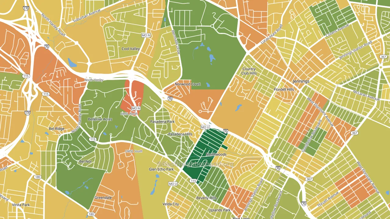 Norwood Court, MO block-group voter-turnout map