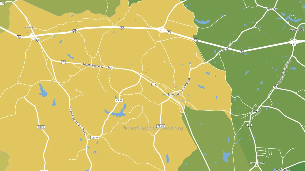 Norwood, GA block-group voter-turnout map
