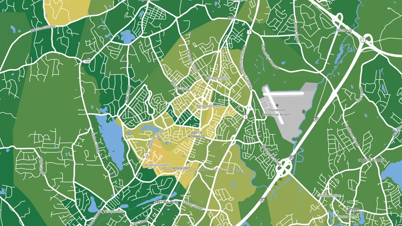Norwood, MA block-group voter-turnout map