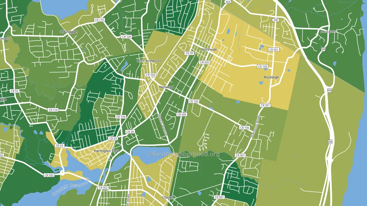 Norwood, NJ block-group voter-turnout map